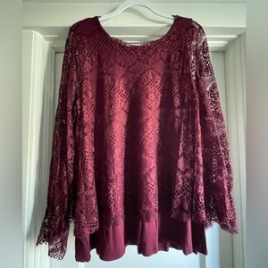 Lace Overlay Top, 2X
